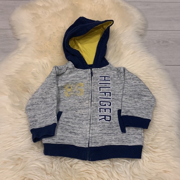 Tommy Hilfiger Gray/Blue/Yellow Zipper Hoodie and Sweatpants size 18M - Picture 2 of 10